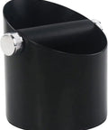 Real Deal Espresso Knock Box With Slick Rubber Stem To Kill Noise And Non Slip Base Locks Down Tight Plus Heavy Duty Grounds Keeper for easy coffee waste disposal.