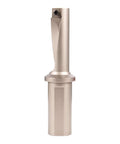 Front view of Amazon TCAP-14L-2.25D all-in-one drilling and boring drill with a silver metal cylindrical shank.