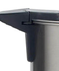 Close-up of lid hinge on a 3 Gallon Coffee Urn and Percolator for Commercial Use, 110V Hot Beverage Server, Keeps 100 Cups of Coffee Warm