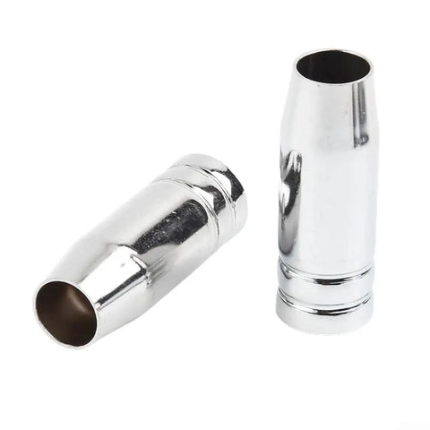 Heavy Duty 2 Pair Conical Nozzle Guards For Binzel Style Mig Welding Gun, shiny metal conical shrouds with 22mm outer diameter.
