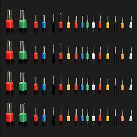 Top Shelf Copper Crimp Connectors For 22 Through 5 Awg Wire Featuring Thick Insulated Pin Terminals in vibrant colors.