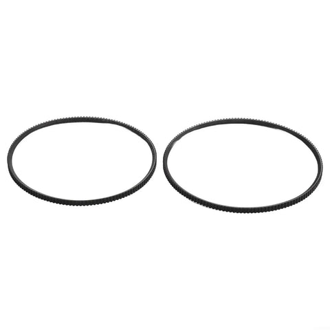 Polyurethane Lathe Drive Belt Set 2 Pack Featuring 5M375 And 5M387 For Mini Metal Lathes showing two textured black drive belts.