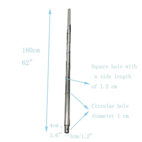 BREVELTION portable hole drilling boring machine side view: long steel boring bar with holes, 62-inch length