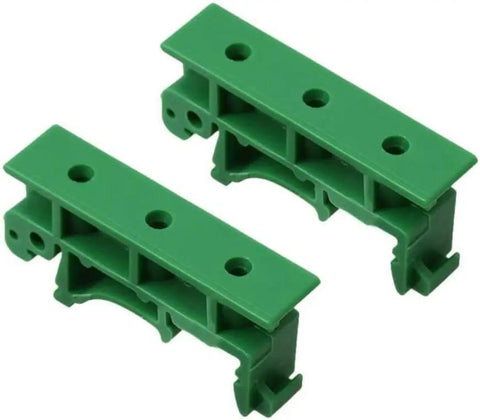 Green C45 DIN Rail PCB Mounting Adapter Carrier Clip For 35mm Rails With 15mm Spacing