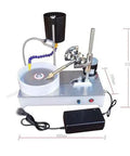 6 Inch Bench Grinder Polishing Machine Gemstone Lathe U Shaped Guard DC Motor 2800 Rpm 120 W on a workbench with a polished disc.
