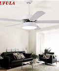 Modern Ceiling Fan With Led Light Kit And NoFuss Remote Control Bringing Smooth Airflow And Three QuickToggle Light Modes Perfect For Bedroom Living Space Or Kitchen Decor With Solid Wood Blades, showcased in a bright living room.