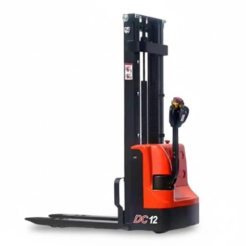 Built Tough Electric Pallet Stacker Packing 2600 Lbs Capacity Boasting Quick 118 Inch Lift Height Fueled By Reliable 24V 60Ah Lithium Ion Battery.