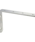 Heavy Duty L Shaped Corner Brackets With Included Fasteners For Floating Wall Shelving Storage Set Of Two Stainless Steel Support Angles, side view.