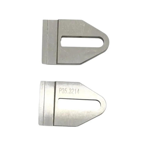 Replacement Cutter Knife Blade P35.3214 For P328S And P329S Battery Powered Plastic Strapping Tool Dual Model Compatible, Durable Sharp Cutting Blade For Quick, Clean Seals And Hassle Free Tool Maintenance., two metal replacement blades shown