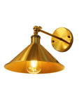 Built Tough Industrial Metal Swing Arm Wall Sconce Adjustable E27 Light Fixture Reinforced Mount Smooth Powder Coat Finish with gold lamp shade.