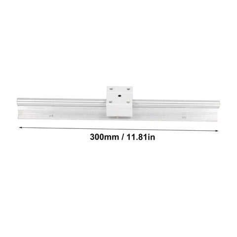 Two Piece 300mm CNC Linear Rail Guide With SBR Slide Block Set For Heavy Duty Stable Motion Shaft Guideway Easy Install With Five Mounting Holes For CNC Parts And Router Setup, 300mm rail with slide block