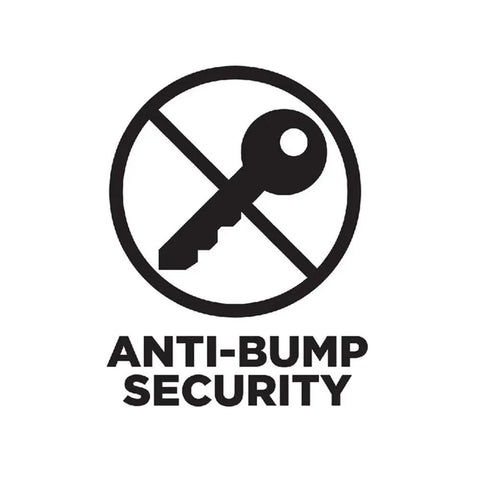 Anti-bump security icon for Terrace Keyed Entry Door Knob In Satin Nickel, 6 Way Universal Fit For Standard Doors One And Three Eighths To One And Three Quarters Inches Thick, Includes Faceplate And Secure Latch For Easy Sturdy Installation.