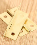 4 Pcs 34x22mm Decorative Furniture Hinges Set For Cabinets And Cupboards With Screws Antique Style Door Hinges For Jewelry Boxes Wooden Boxes Dressers And Shelves Tough As Nails, gold finish, close-up view