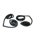Chevrolet C10 Door Seal Kit 1967 1972 Two Piece Weatherstripping Replacement Parts shown in black rubber, coiled.