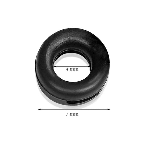 Black Eyeglass Frame Grips Hinge Tighteners Pack Of 10 For A Fast No Sweat Fix For Loose Frames, single grip close-up, 7mm size