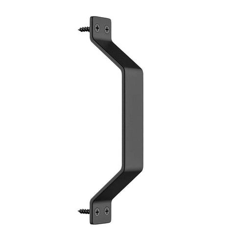 Side view of Rustic Barn Door Handles Set Of 2 Black Painted Solid Steel Gate Pulls Comfortable And Handy Heavy Duty Hardware