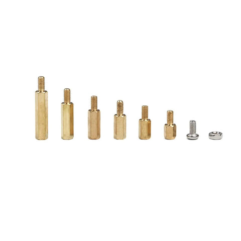 180 Piece M3 Hardware Kit With Brass Threaded Pillars, Hex Nuts, Spacers, And PCB Motherboard Standoffs For Grab And Go Electronics Assembly, DIY Projects And Computer Build Fastening brass standoffs