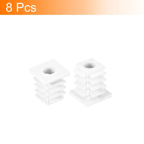 8 Pack 19x19mm Square Tube End Caps With M6 Thread White PP Inserts For Furniture Feet Adjustable Leg Plugs For Chairs Tables Desks And Casters No Fuss Easy Install