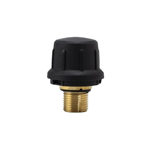 Safety Valve With Integrated Anti Slip Washer For Vibration Prone Machinery, Keeps Fasteners Tight And Resists Loosening Under Heavy Equipment Vibration, Tough As Nails Performance For Reliable, Secure Fastening And Reduced Maintenance. Brass threaded safety valve with black anti-slip washer