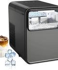 Countertop Ice Maker Delivering Swift Six Minute Bullet Cube Runs And Hefty Daily Yield Built As A Reliable Home Buddy For Party Shindigs And Weekend Hangs To Keep Drinks Crisp And Cold with drink and ice cubes.