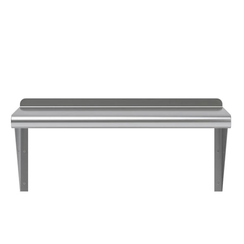 Stainless Steel Wall Shelf 24 Inch Long 12 Inch Deep with Bullnose Edge and 1 Inch Backsplash Beefy Built Kitchen Garage Shelving