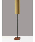 Trudy Floor Lamp With Textured Mustard Yellow Drum Shade Cube Base Pull Chain Switch Modern Living Room Lighting For Warm Ambient Glow Vibe
