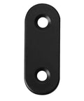 Black stainless steel mending plate with two pre-drilled holes for easy assembly in Rock Solid 100 Piece Stainless Steel Mending Plates And Straight Brace Connectors With Screws For No Sweat Setup Wood Furniture Cabinet Repair And Heavy Duty DIY Reinforcement.