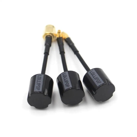 Three black Micro 5.8G RHCP FPV Antennas for RC Drones with UFL SMA RPSMA MMCX connectors and 145mm straight cables