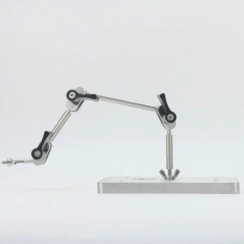 Pro Grade Stop Motion Rig With 500g Payload, Heavy Duty Stainless Steel Helping Hand, Soldering Station Stand, Flexible Foldable Joints With CNC Machined Balls For Smooth Puppet Rigging In Stop Motion Animation. stainless steel rig with base and adjustable arms