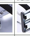 Close-up of Expandable Steel Pants Rack Designed To Keep Your Duds Neatly Organized showing sliding mechanism and chrome hook.