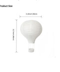 10 Pack White Hanging Hot Air Balloon Paper Lanterns 12 Inch Party Ready DIY Decor with dimensions shown