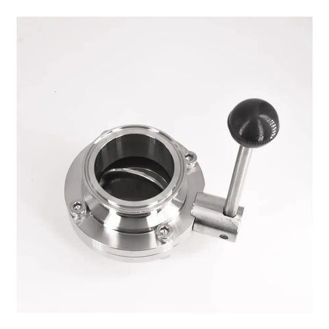 63mm Pipe OD 2.5 Inch Tri Clamp Sanitary Butterfly Flow Control Valve SUS 304 Stainless for Home Beer Brewing Easy to Install
