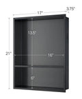 Shower Niche Insert Storage Shelf Set 16x20 Inch No Tile Needed Double In Wall Stainless Steel Niche With Black Grey Finish