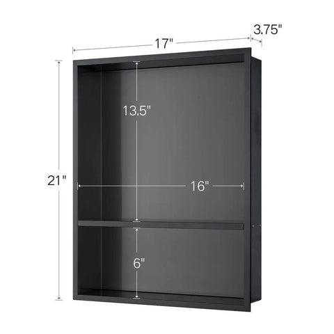 Shower Niche Insert Storage Shelf Set 16x20 Inch No Tile Needed Double In Wall Stainless Steel Niche With Black Grey Finish