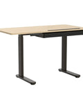 Flexispot Electric Drafting Table With Adjustable Height And Tilting Top 47.2 By 23.6 Inches Extendable Workstation Storage Drawer side view with maple finish.