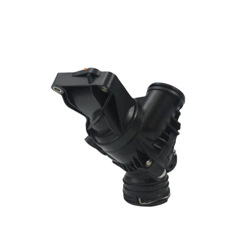 Performance Engine Coolant Thermostat Direct Bolt On Replacement For E400 Cls400 S550e showing side angle, OEM precision design and heavy duty build.