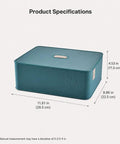 Premium Bra Storage Box With Lid, elegant teal organizer dimensions: 11.61x8.86x4.53 inches for lingerie storage.