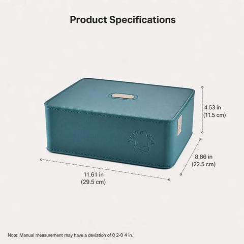 Premium Bra Storage Box With Lid, elegant teal organizer dimensions: 11.61x8.86x4.53 inches for lingerie storage.