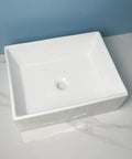 USZWBY Vessel Sinks Modern Minimalist Home Balcony Ceramic Wash Basin Bathroom Square Flat Bottom Countertop Sink from above