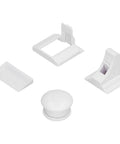 No Drill Magnetic Cabinet Lock For Child Safety, 2 Pack set with adhesive and concealed locking parts shown on white background