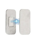 Premium Magnetic Cabinet Door Catch Silver Set For Secure Drawer Closures with adhesive back, stainless steel, 4x2cm size.