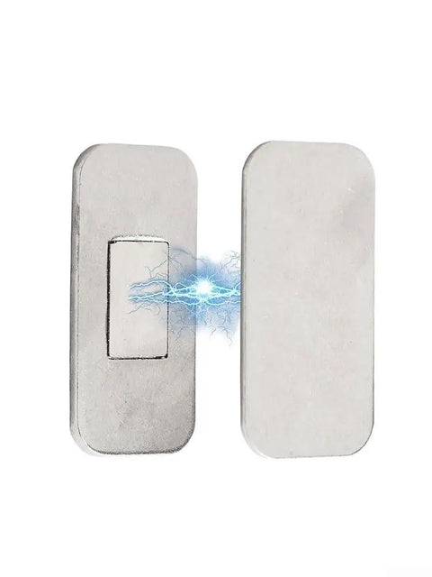 Premium Magnetic Cabinet Door Catch Silver Set For Secure Drawer Closures with adhesive back, stainless steel, 4x2cm size.