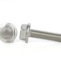 M10 Flanged Hex Head Bolts 1.5mm Thread 25mm Length Heavy Duty Stainless Steel 304 18 8 Plain Finish DIN 6921 Pack Of 10