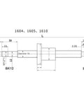Heavy Duty 250 To 1450Mm Ballscrew Kit SFU1610 With Precision Nut For CNC Machines, detailed technical drawing dimensions.