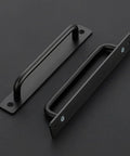 2 Pack Barn Door Handles For Sliding Doors In Black With Plate Zinc Alloy Rust Resistant Pull Handles Hole Center 8.8 Inches
