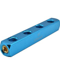 Aluminum Rectangle Pencil Manifold One Quarter Inch NPT Female Four Way Outlet Pack Of Two Blue FPM44S Pneumatic Connector
