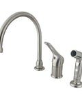 Gooseneck Single-Handle Widespread Kitchen Faucet In Brushed Nickel, Swivel Spout, 3-Hole Install, 6-Inch Spout Clearance