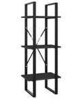 Three Tier Book Cabinet in Gray, Space-Saving Engineered Wood Storage with open shelves, side view, 15.7 by 11.8 by 41.3 Inches