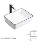 Vanity Vessel Sink Simple Ceramic Wash Basin Square Countertop Art Basin Ceramic Bathroom Sink Basin Washing Bowl Bathroom Vessel Sink, size 480x375x130mm.