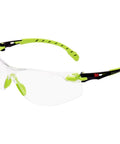 Slick Low Profile Safety Glasses With Adjustable Headband For Industrial Jobs Hella Durable Kickass Impact Protection And Smooth Green Black Frames To Keep Your Vision Clear On The Daily, featuring clear lenses and green accents.